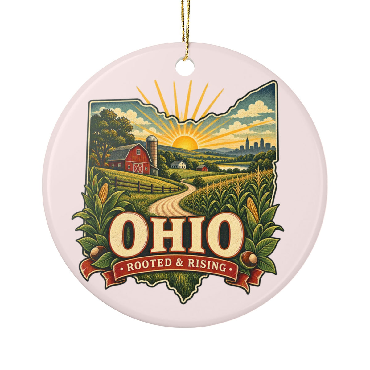 Ohio Rooted & Rising Christmas Ornament Ohio Farmhouse Keepsake Ohio Gift
