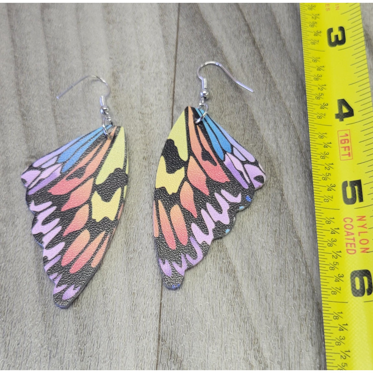Faux Leather Butterfly Wings Earrings 2"