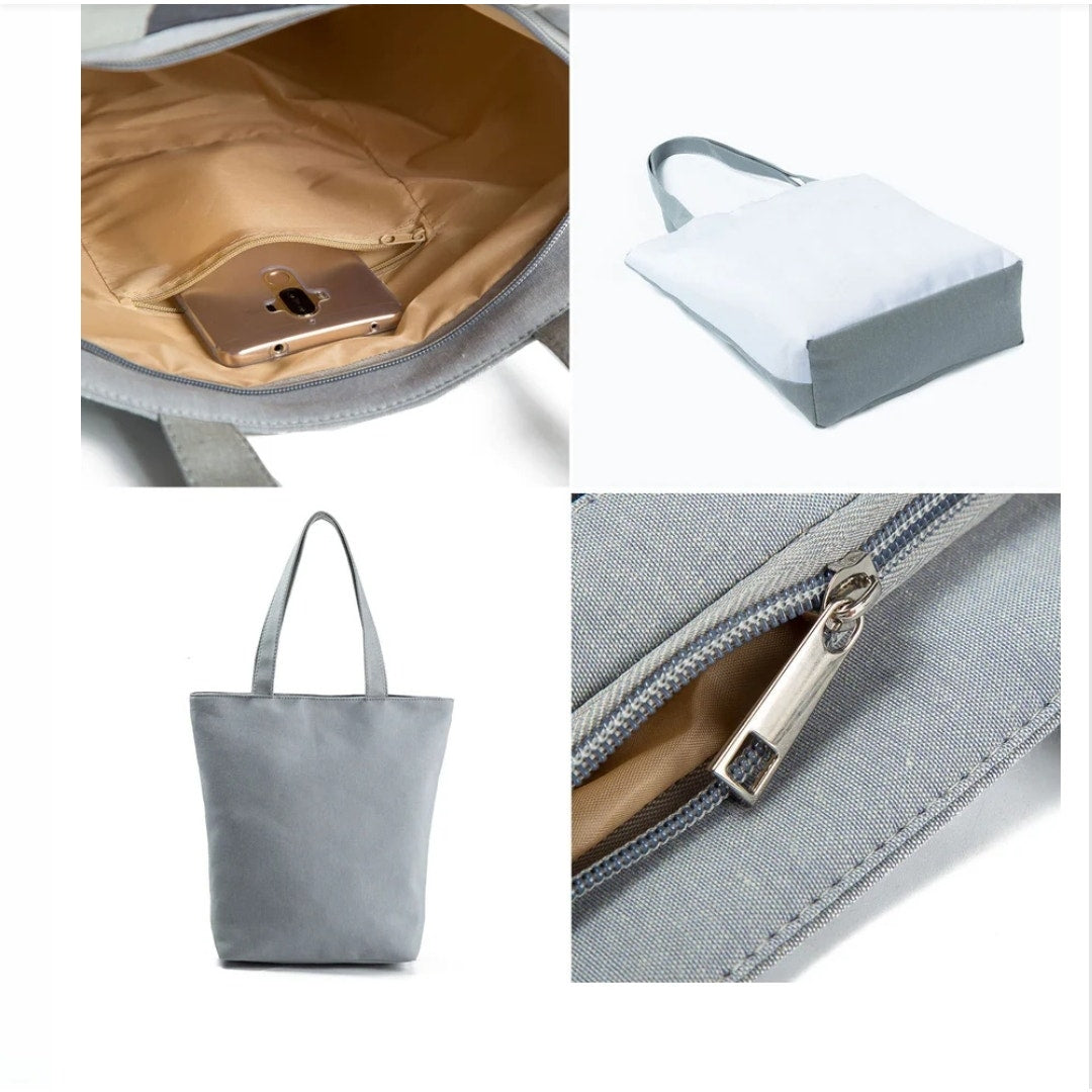 Elephant Print Tote Bag Polyester with Zipper