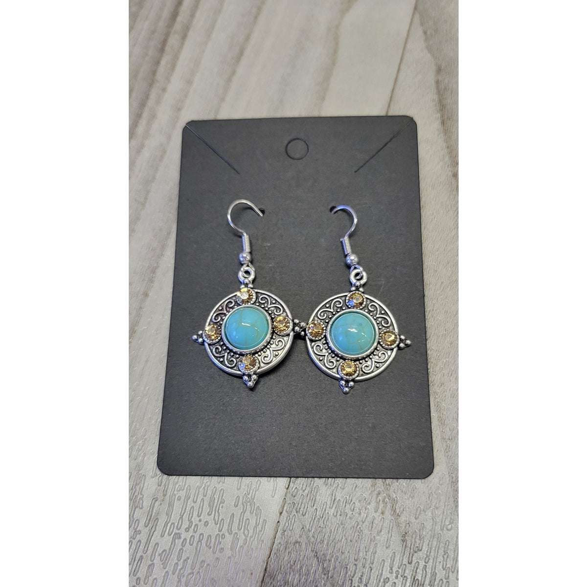Silver and turquoise dangle earrings with beautiful stones