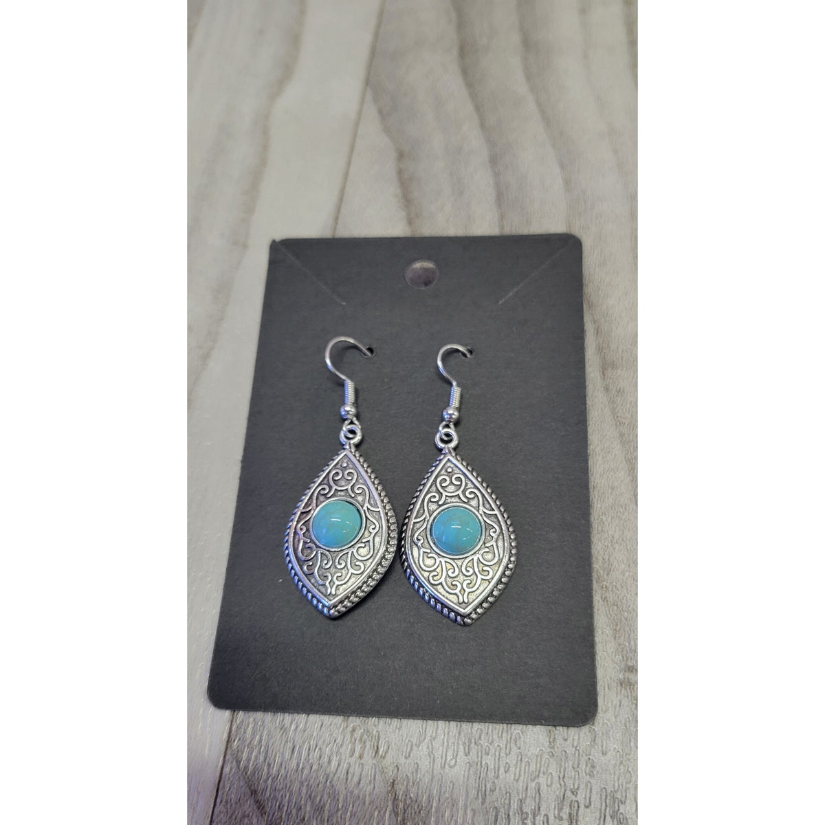 Silver and turquoise dangle earrings