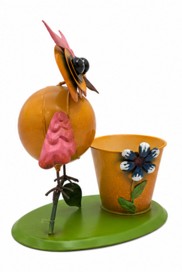Whimsical Metal Owl Planter with Flower Pot | Cute Garden Owl Decor | Indoor Outdoor Plant Holder