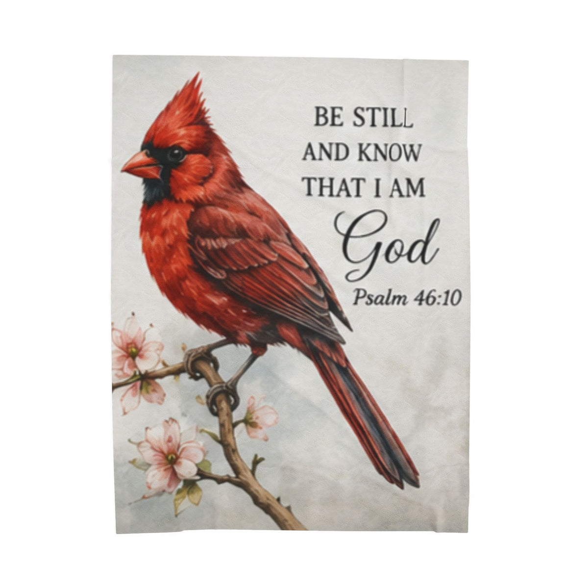 Cardinal Bird Psalm 46:10 Velveteen Plush Blanket | Scripture Throw