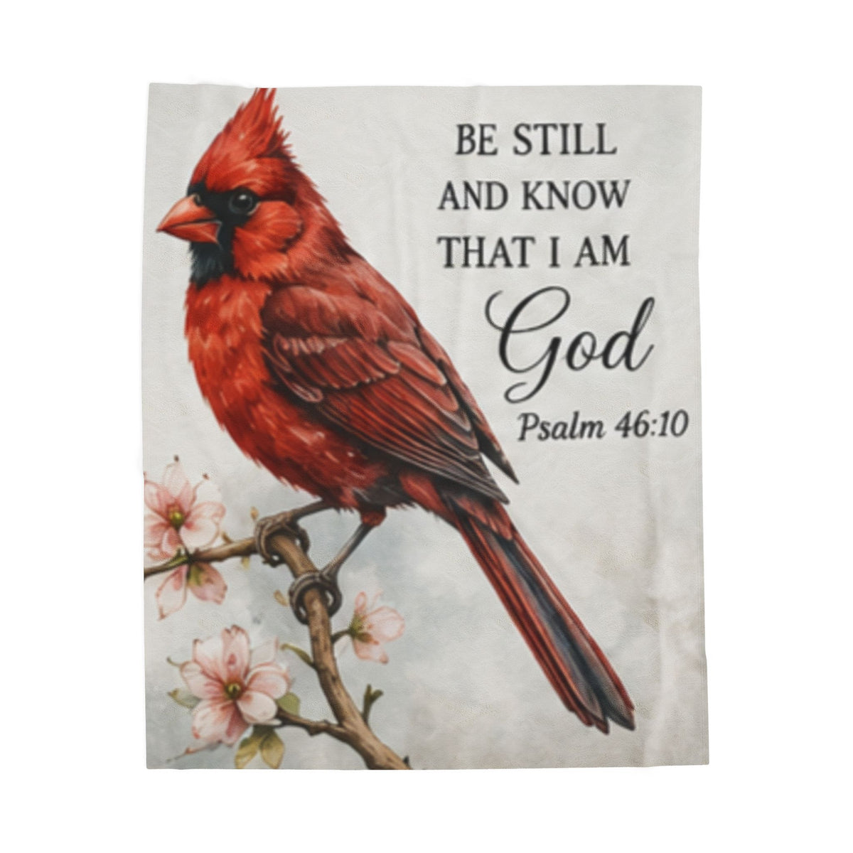 Cardinal Bird Psalm 46:10 Velveteen Plush Blanket | Scripture Throw