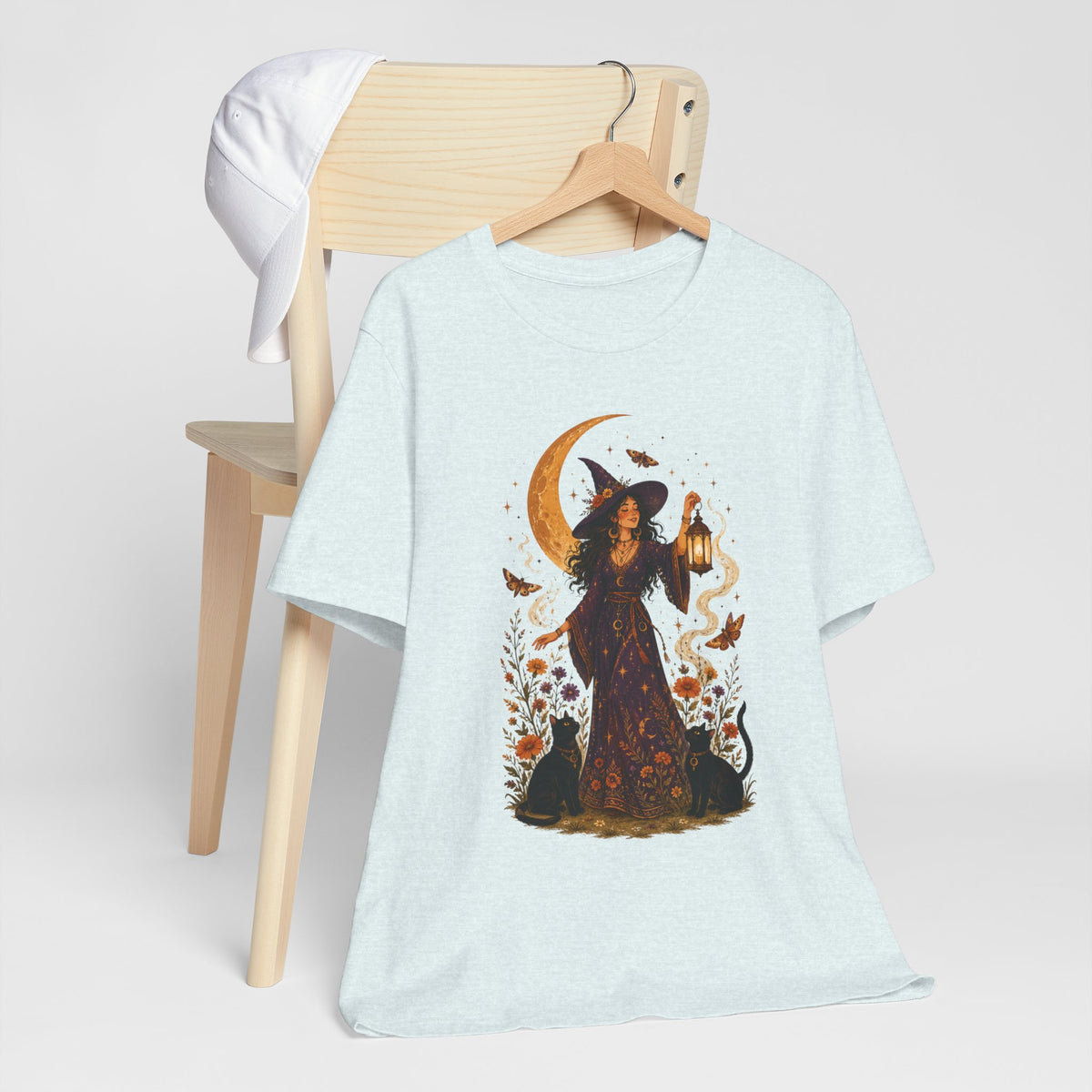 Witch with Lantern T-Shirt | Crescent Moon Halloween Tee