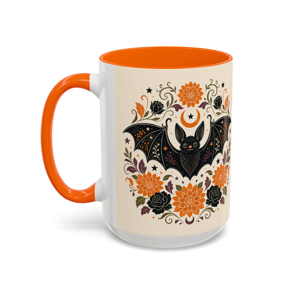 Halloween Floral Bat Coffee Mug — Cute Spooky Accent Mug (11/15oz)