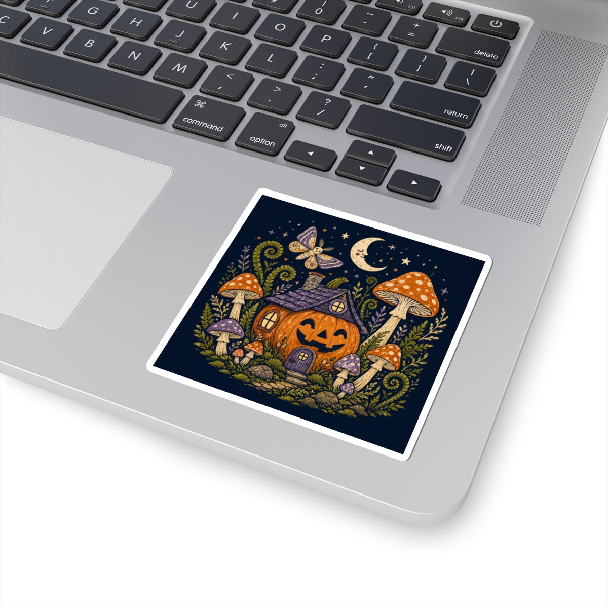 Jack-O'-Lantern Mushroom Cottage Sticker | Halloween Pumpkin Sticker