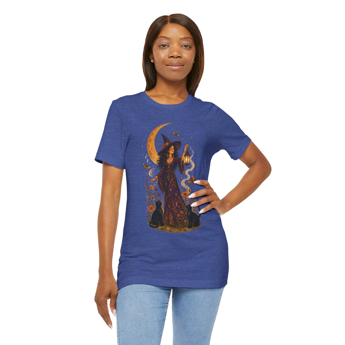 Witch with Lantern T-Shirt | Crescent Moon Halloween Tee