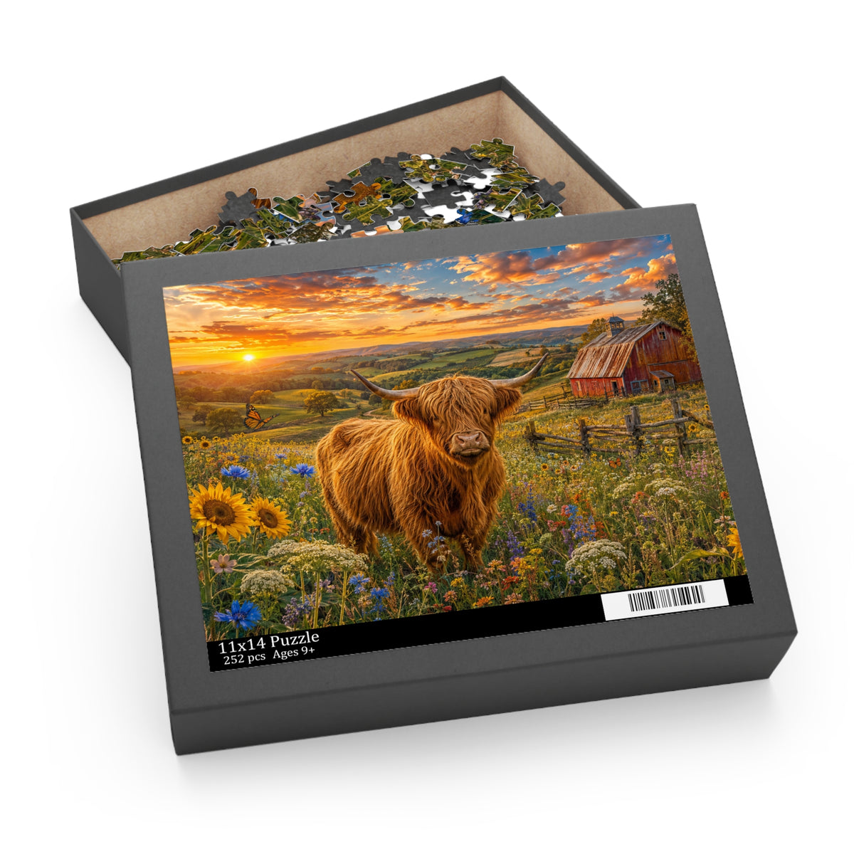 Highland Cow Sunset Puzzle