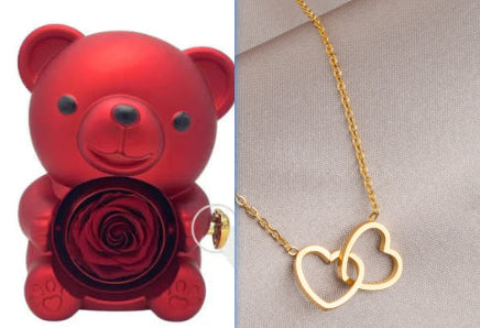 Rotating Bear Gift Box Rose Jewelry Box