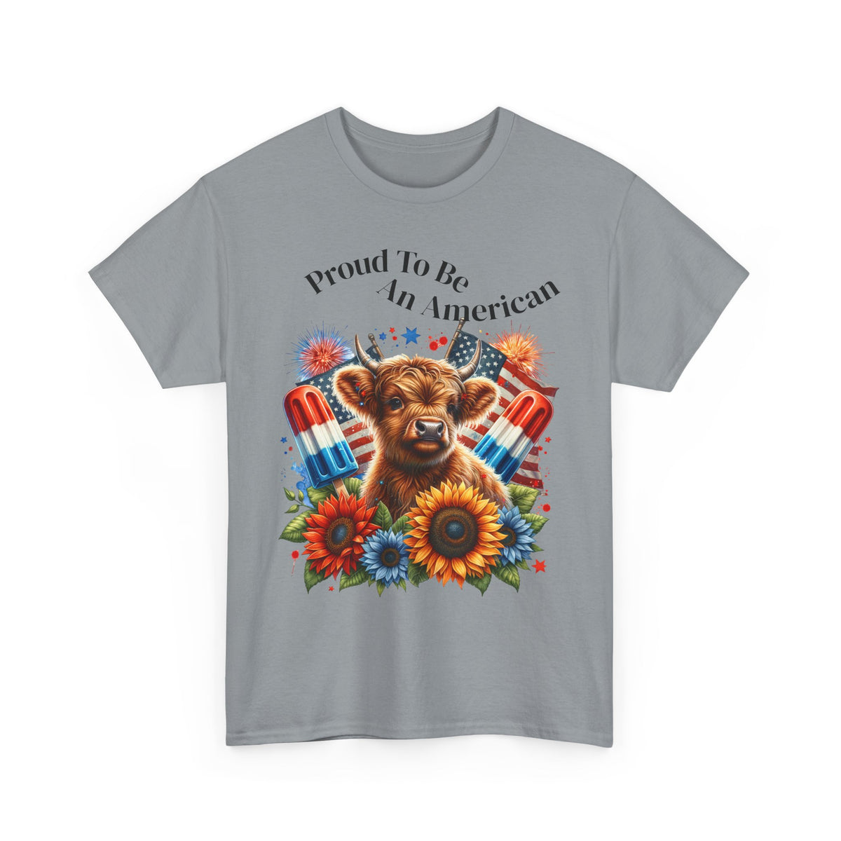 Highland Cow 4th of July Tee