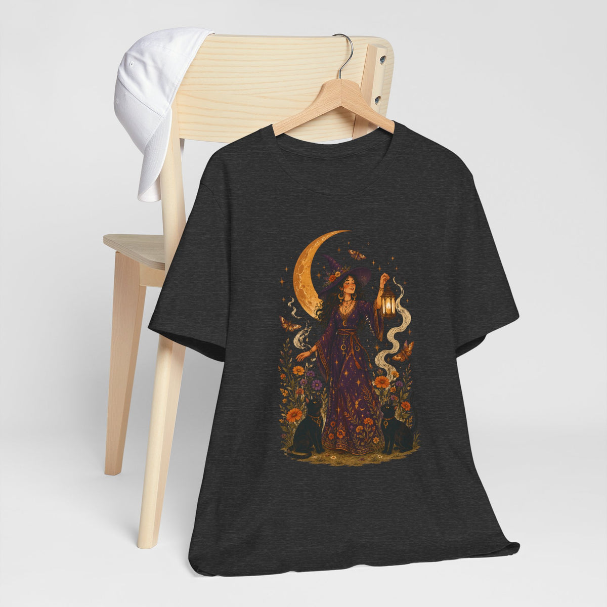 Witch with Lantern T-Shirt | Crescent Moon Halloween Tee