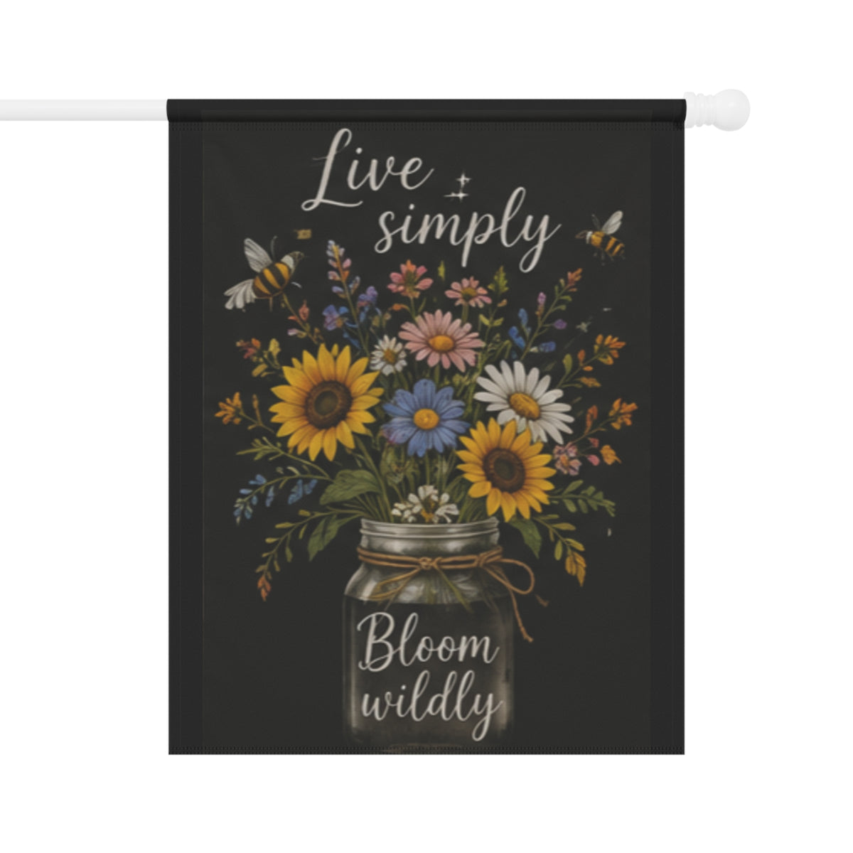 Live Simply Bloom Wildly Garden Flag | House Banner, Mason Jar Floral