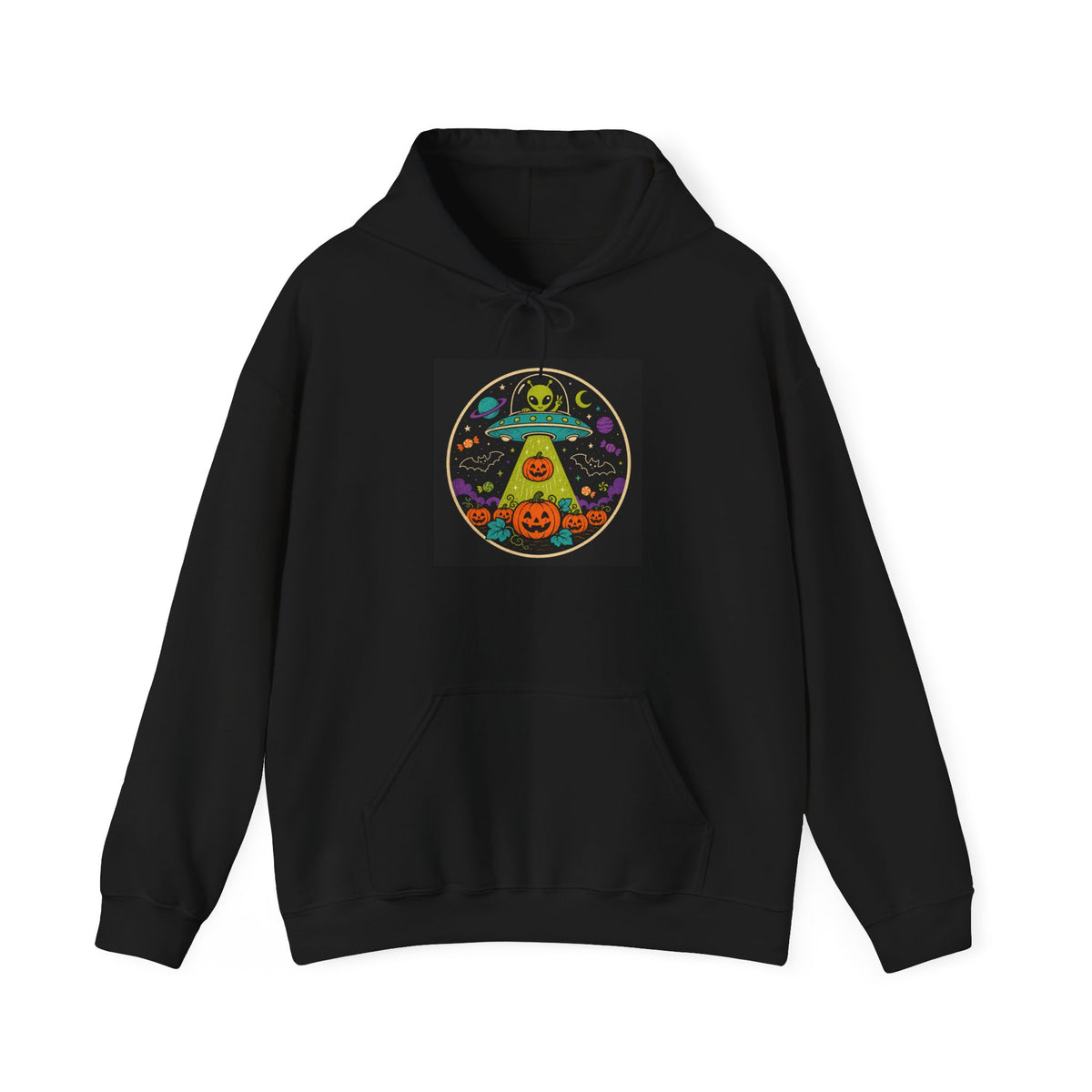 Alien Pumpkin Abduction Hoodie | Halloween UFO Skull Cosmic Design