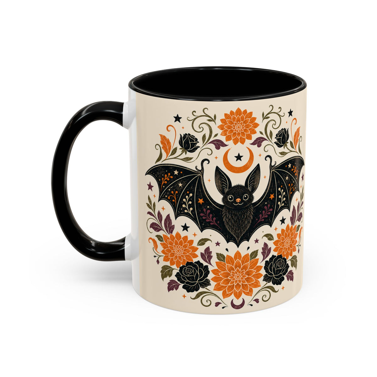 Halloween Floral Bat Coffee Mug — Cute Spooky Accent Mug (11/15oz)