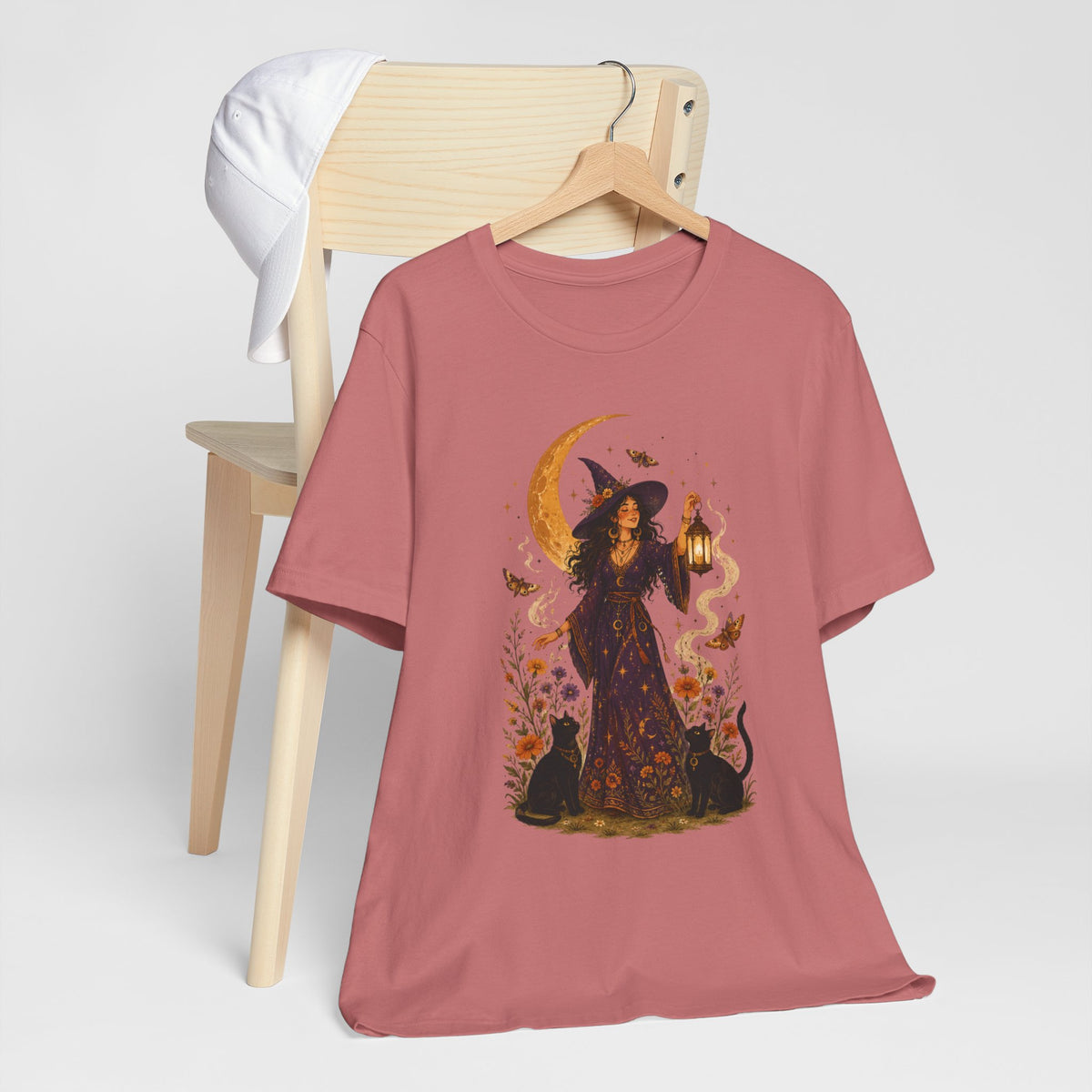 Witch with Lantern T-Shirt | Crescent Moon Halloween Tee