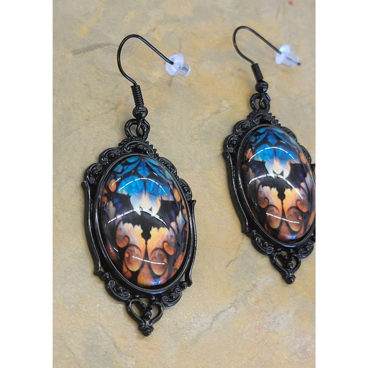 Domed Gothic Bat Earrings Halloween Earrings, Fall Gifts, Costume Bats