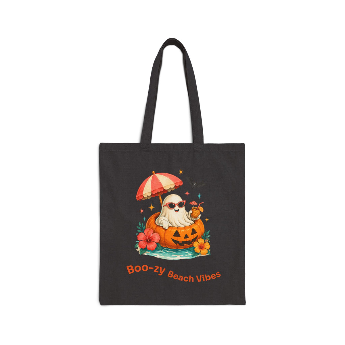 Beach Pumpkin Halloween Tote | Boo-zy Beach Vibes Cotton Canvas Tote