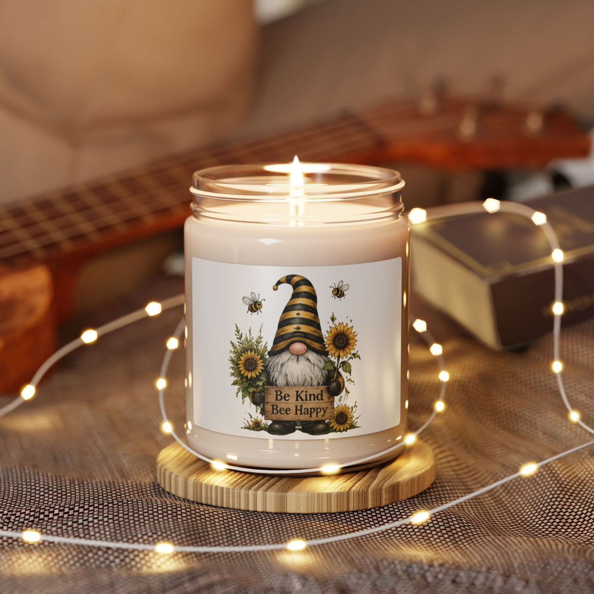 Be Kind Bee Happy Gnome Candle | Soy Candle, 9oz
