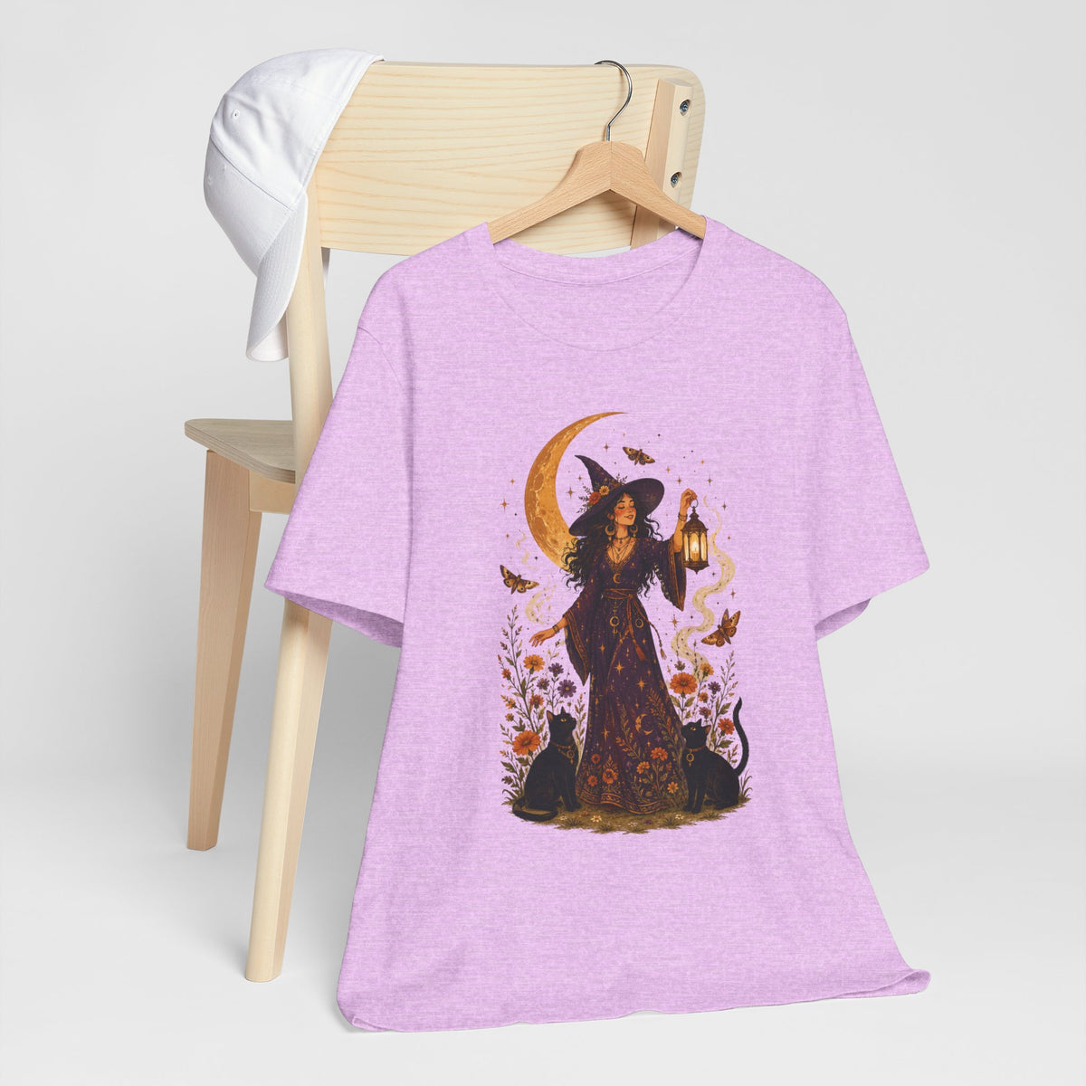 Witch with Lantern T-Shirt | Crescent Moon Halloween Tee