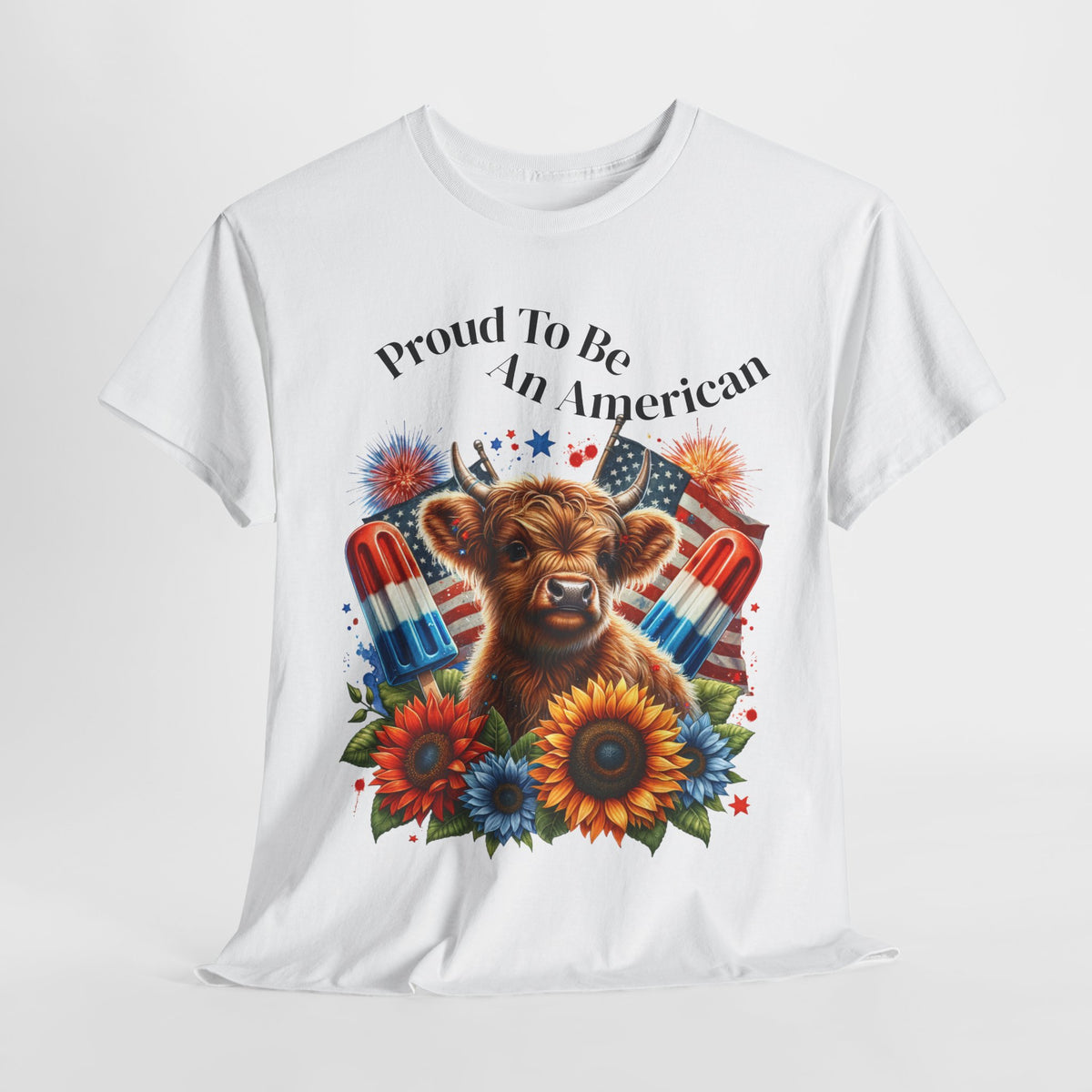Highland Cow 4th of July Tee