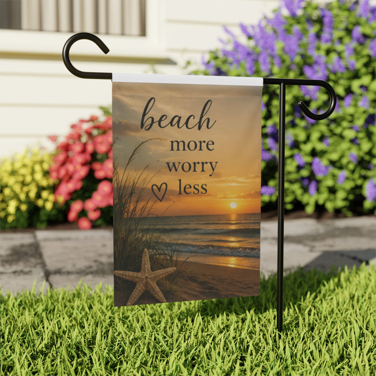 Beach More Worry Less Garden Flag | House Banner