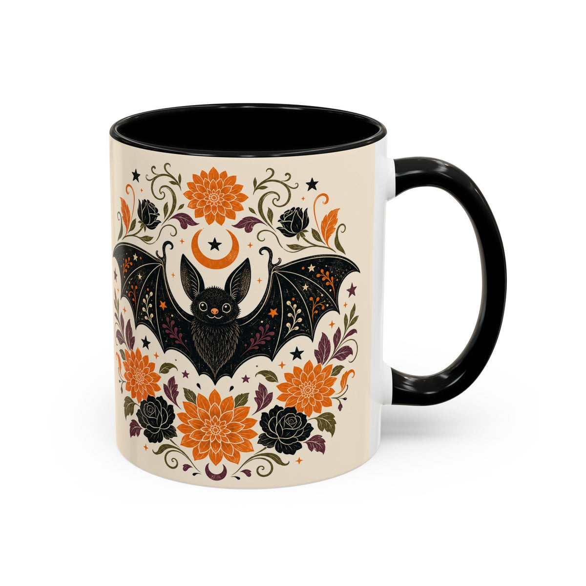 Halloween Floral Bat Coffee Mug — Cute Spooky Accent Mug (11/15oz)