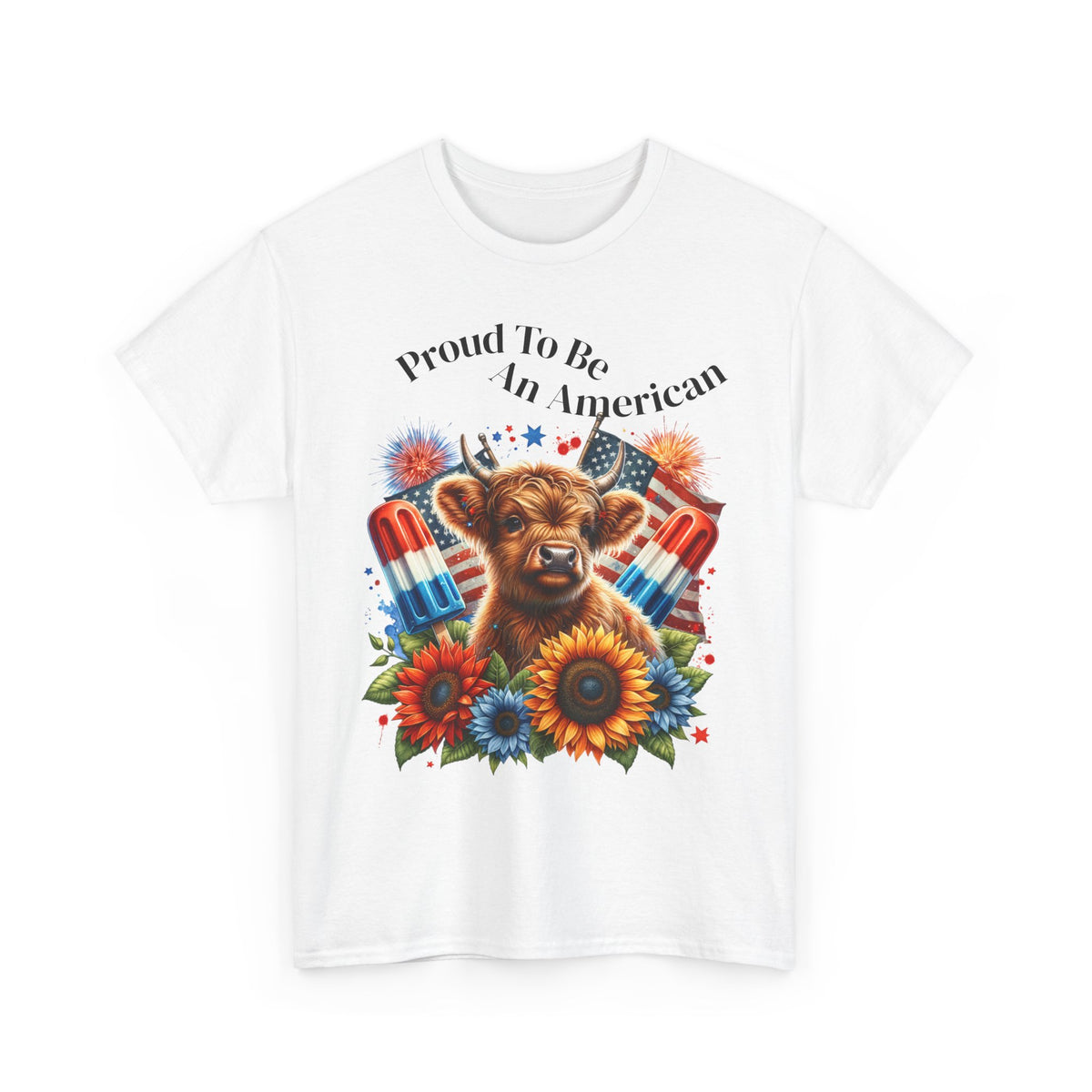 Highland Cow 4th of July Tee