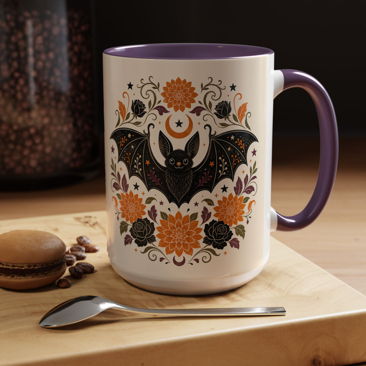 Halloween Floral Bat Coffee Mug — Cute Spooky Accent Mug (11/15oz)