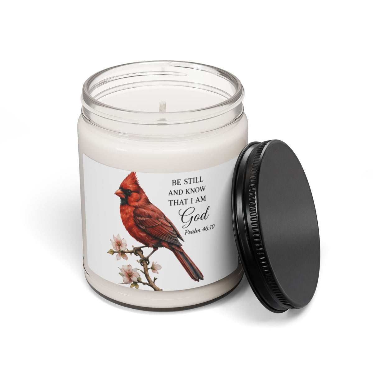 Cardinal with Psalm 46:10 Quote Candle | 9oz Soy Candle