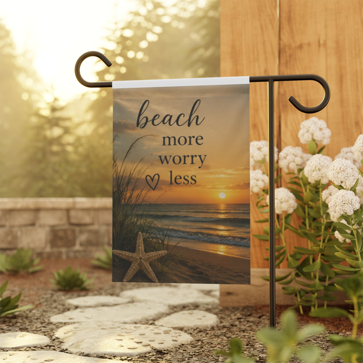 Beach More Worry Less Garden Flag | House Banner