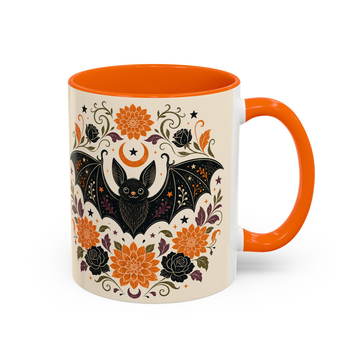 Halloween Floral Bat Coffee Mug — Cute Spooky Accent Mug (11/15oz)