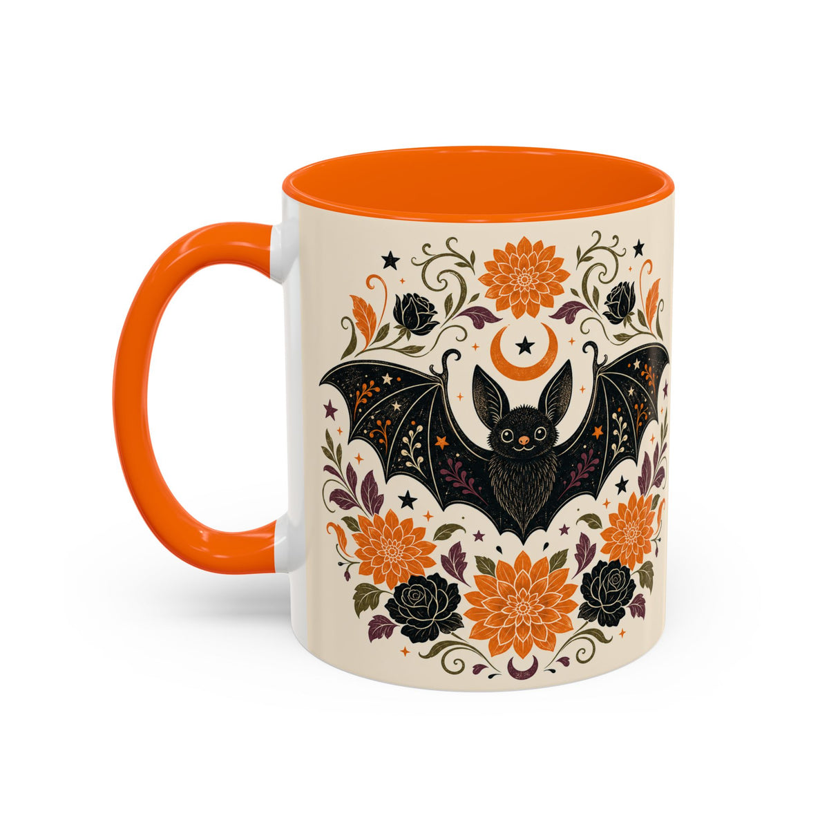 Halloween Floral Bat Coffee Mug — Cute Spooky Accent Mug (11/15oz)