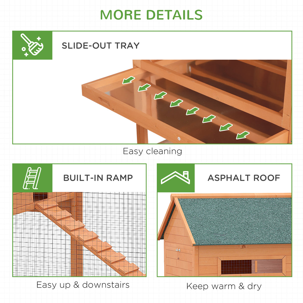137  Chicken Coop For 8-10 Chickens, Wood Chicken House, Lockable Chicken Coop Kit With Nesting Box & Run, For Backyard, Orange