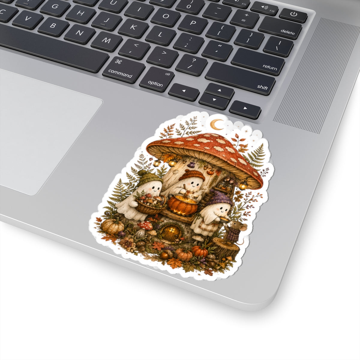 Autumn Mushroom House Sticker | Halloween Ghosts Pumpkin Fall Kiss-Cut Sticker