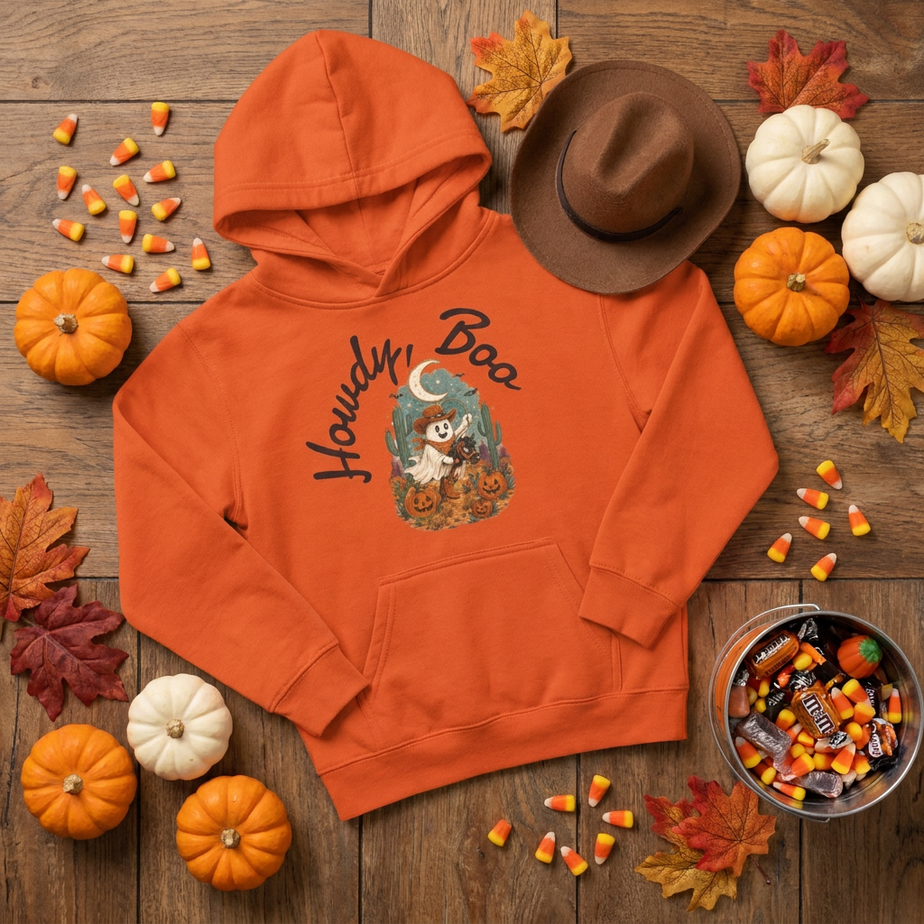 Howdy Boo Pumpkin Patch Hoodie | Kids Halloween Sweatshirt