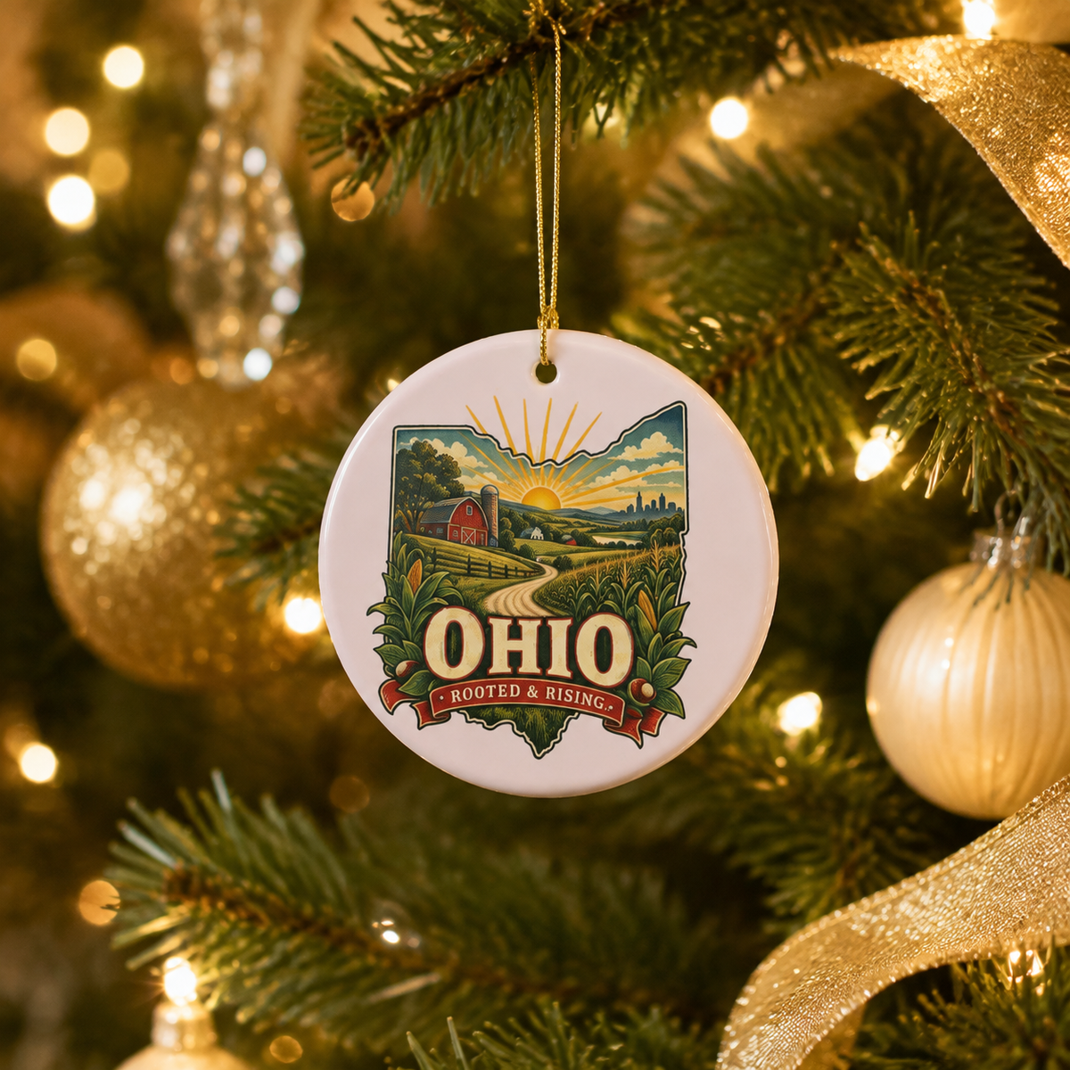 Ohio Rooted & Rising Christmas Ornament  Ohio Farmhouse Keepsake  Ohio Gift