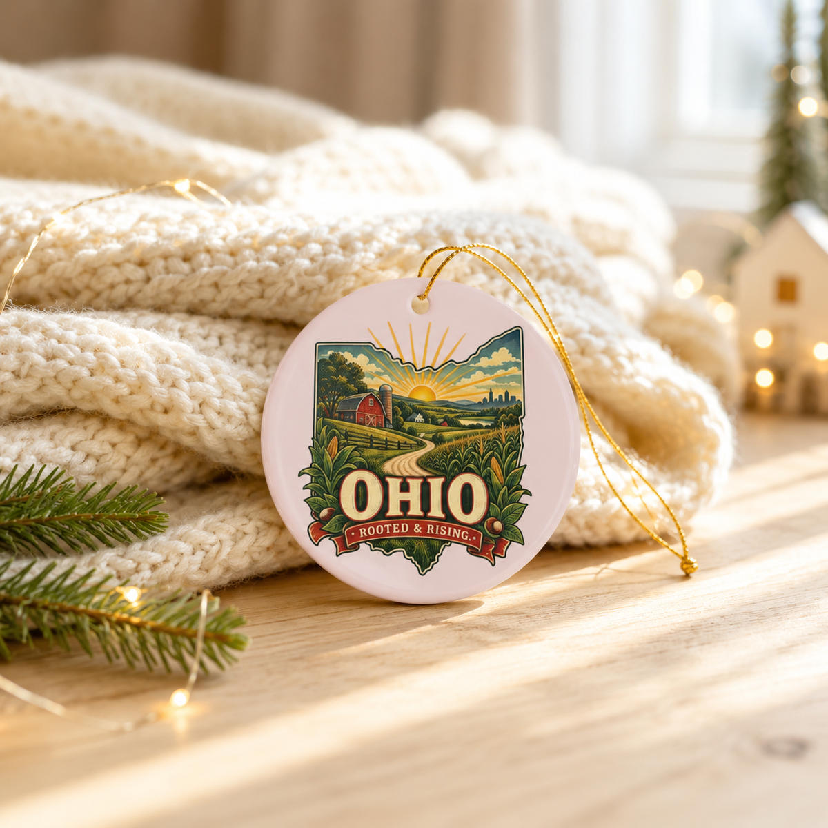 Ohio Rooted & Rising Christmas Ornament  Ohio Farmhouse Keepsake  Ohio Gift