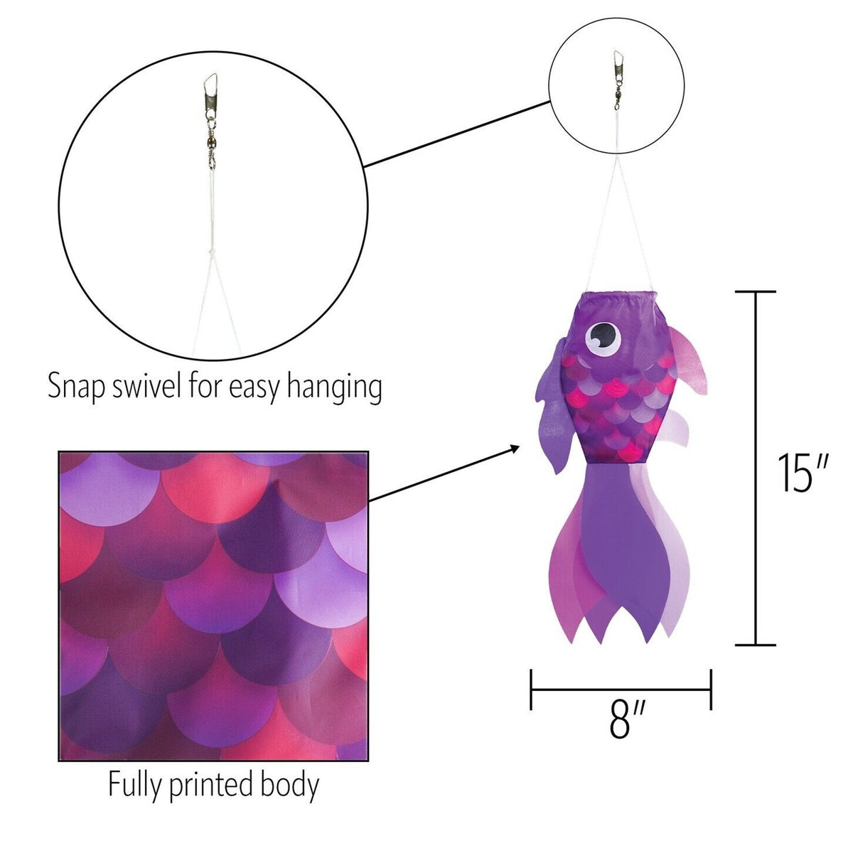 15" Lavender Damsel Fish Windsock