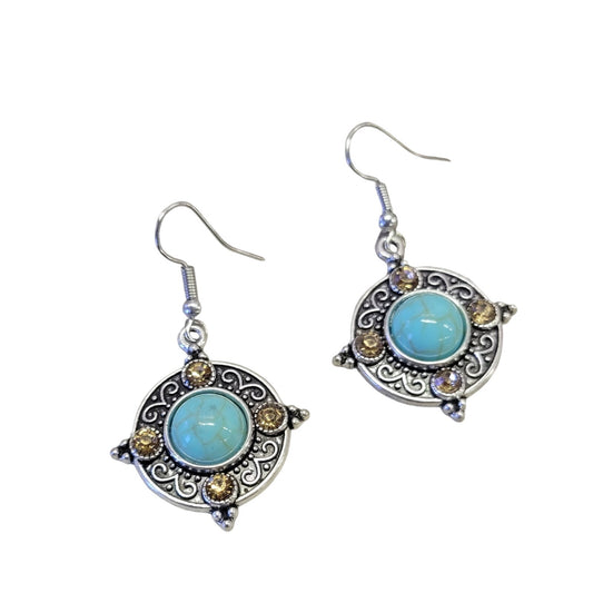 Silver and turquoise dangle earrings with beautiful stones