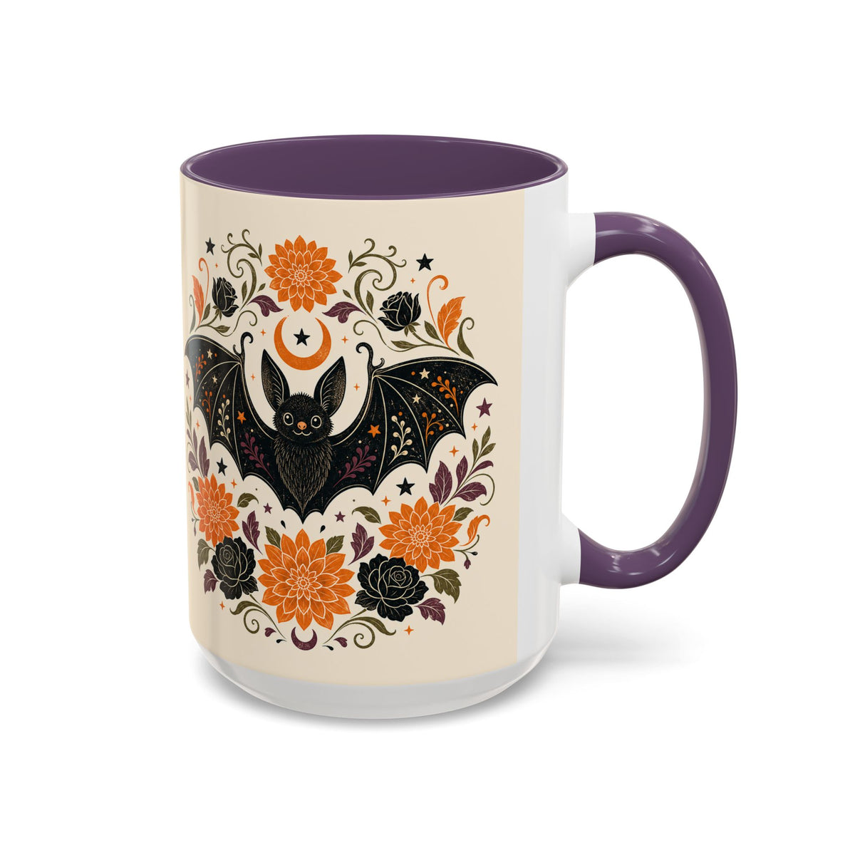 Halloween Floral Bat Coffee Mug — Cute Spooky Accent Mug (11/15oz)