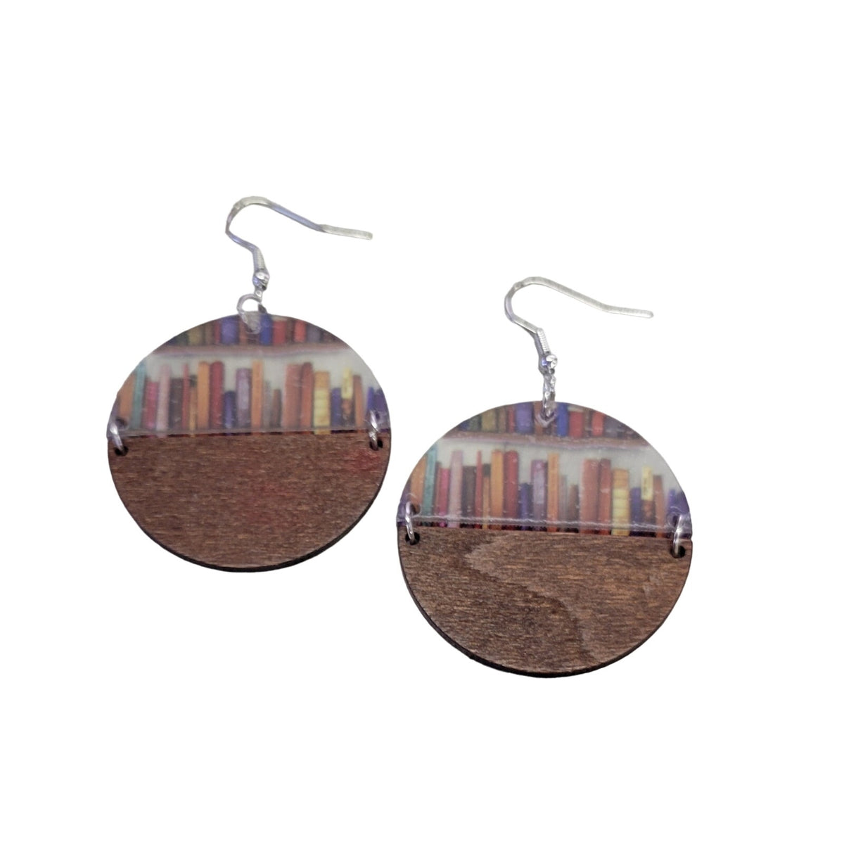 Wood and acrylic book earrings