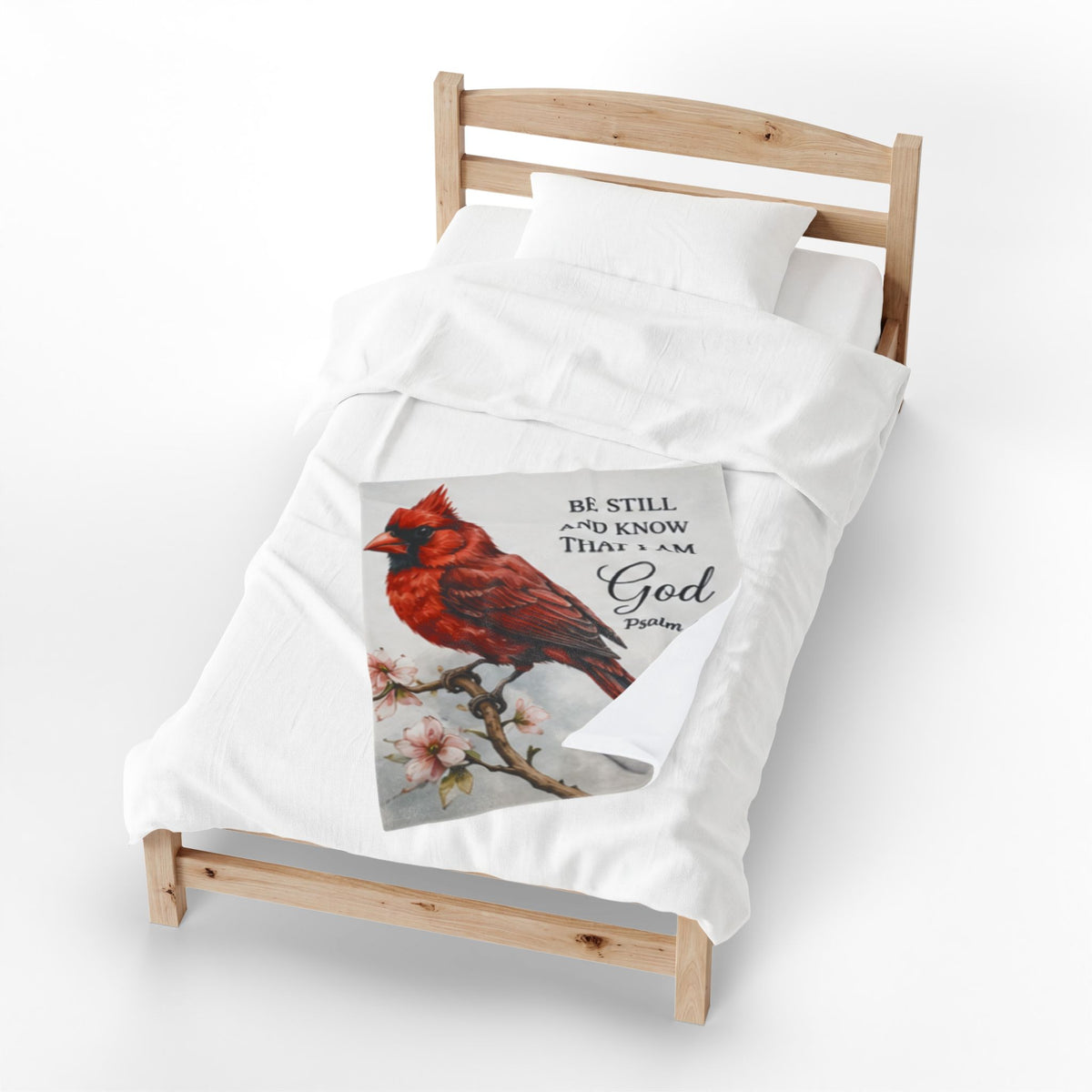 Cardinal Bird Psalm 46:10 Velveteen Plush Blanket | Scripture Throw