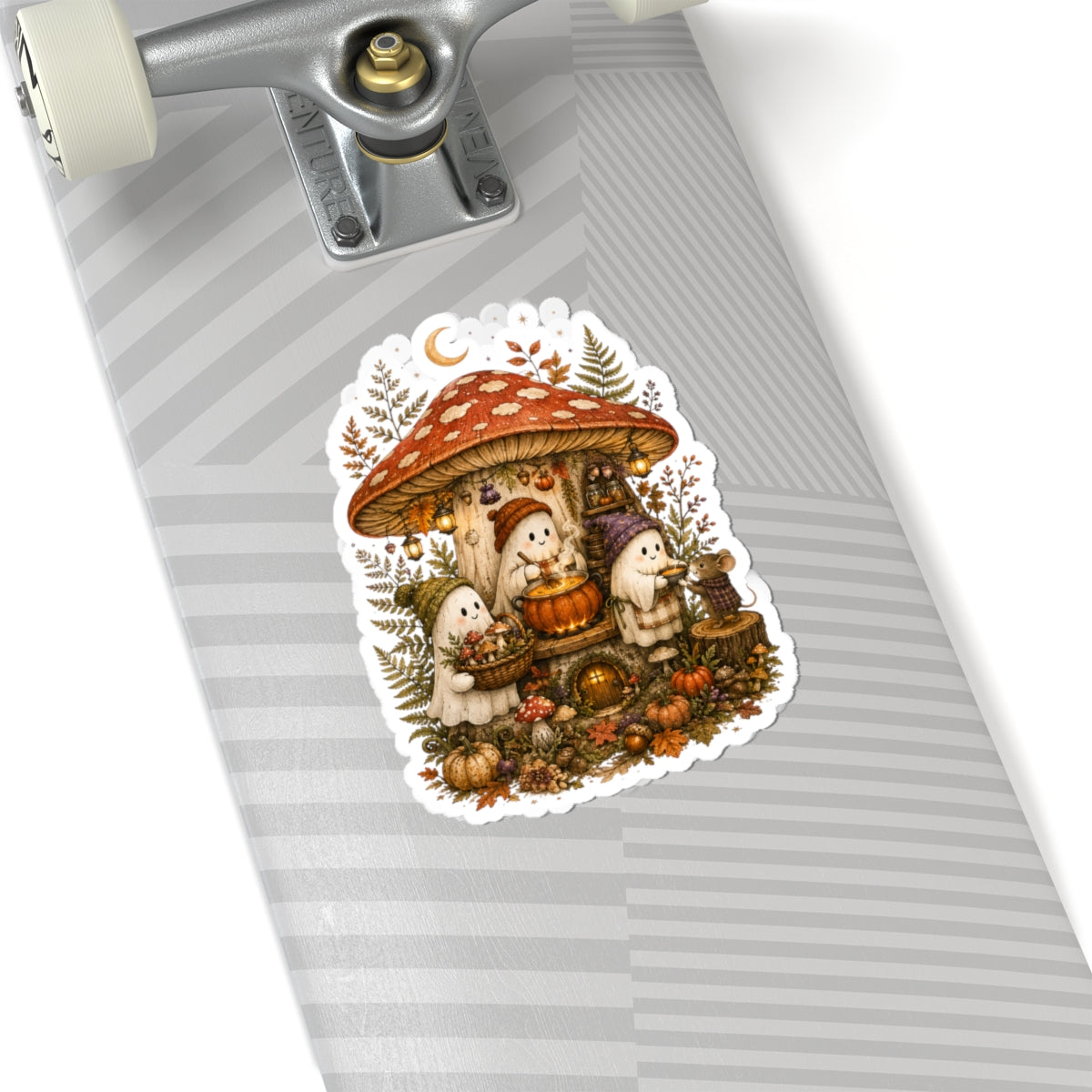 Autumn Mushroom House Sticker | Halloween Ghosts Pumpkin Fall Kiss-Cut Sticker
