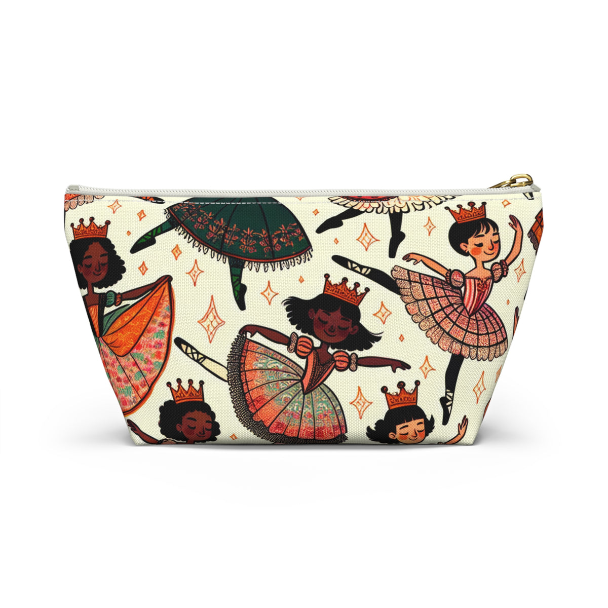 Dancing Girl Ballerinas with Crowns Accessory Pouch w T-bottom