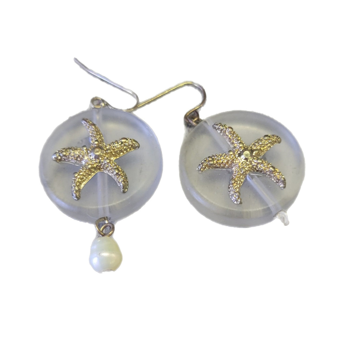 Starfish dangle earrings with cute pearl