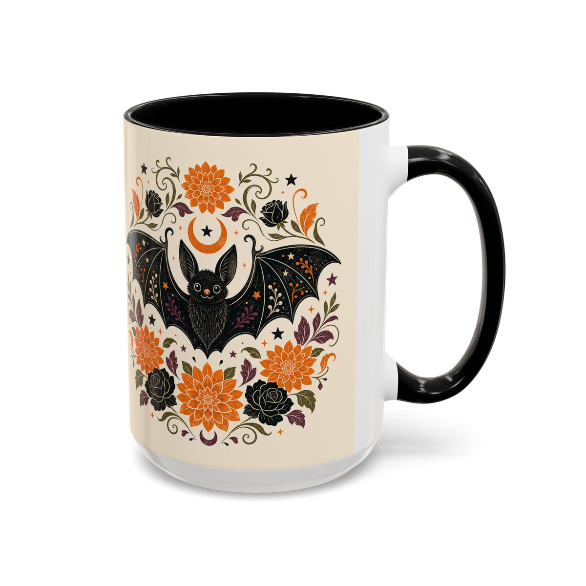 Halloween Floral Bat Coffee Mug — Cute Spooky Accent Mug (11/15oz)