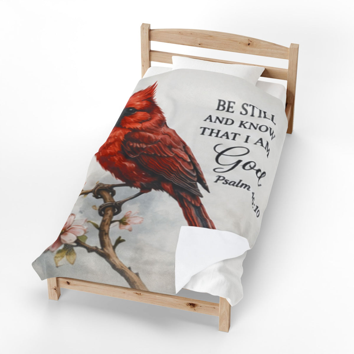 Cardinal Bird Psalm 46:10 Velveteen Plush Blanket | Scripture Throw
