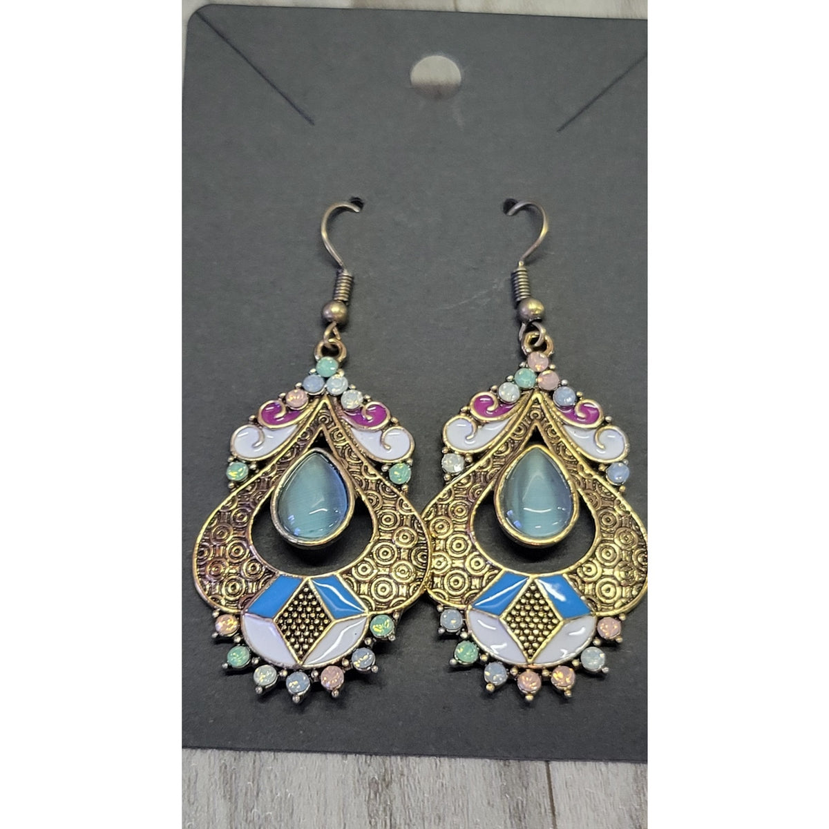 Multicolor dangle tear drop earrings