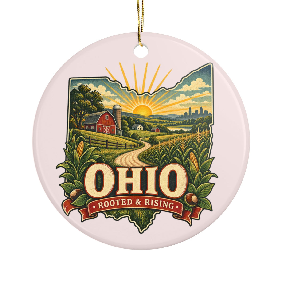 Ohio Rooted & Rising Christmas Ornament  Ohio Farmhouse Keepsake  Ohio Gift